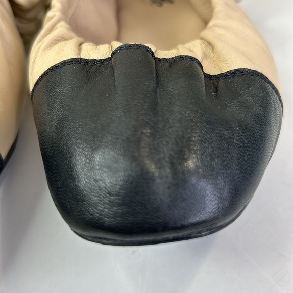 Free People Flats 6.5 foldable tan black Mary Jane cap toe leather - Picture 4 of 11